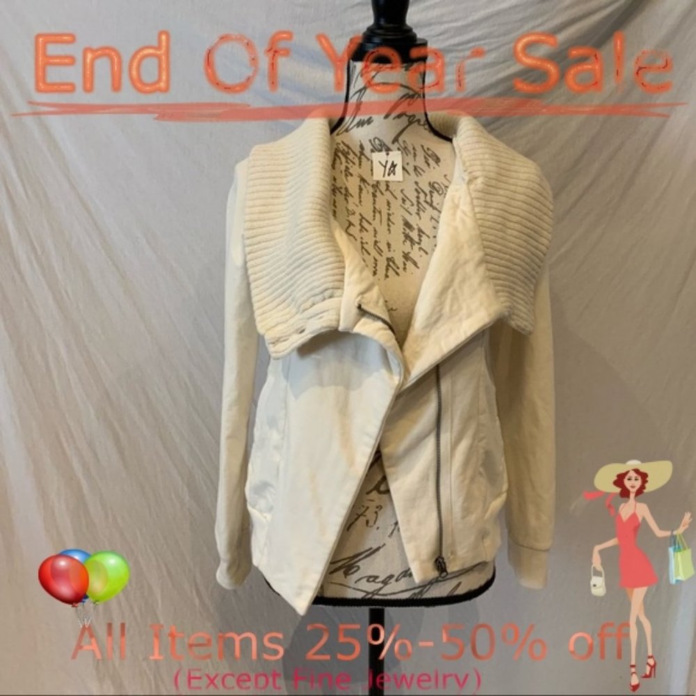 Euc-Element Cream Colored Zip Up Jacket - image 1